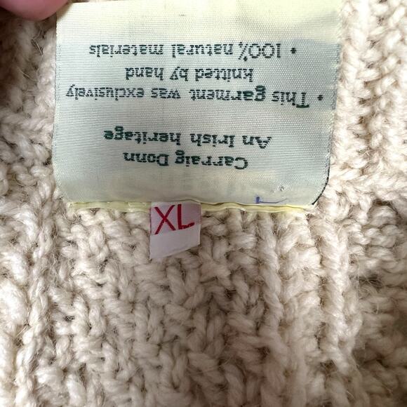 Carraig Donn Sweater Hand Knit Ireland Cable Knit Zip Cardigan Wool Women's XL - Picture 12 of 12